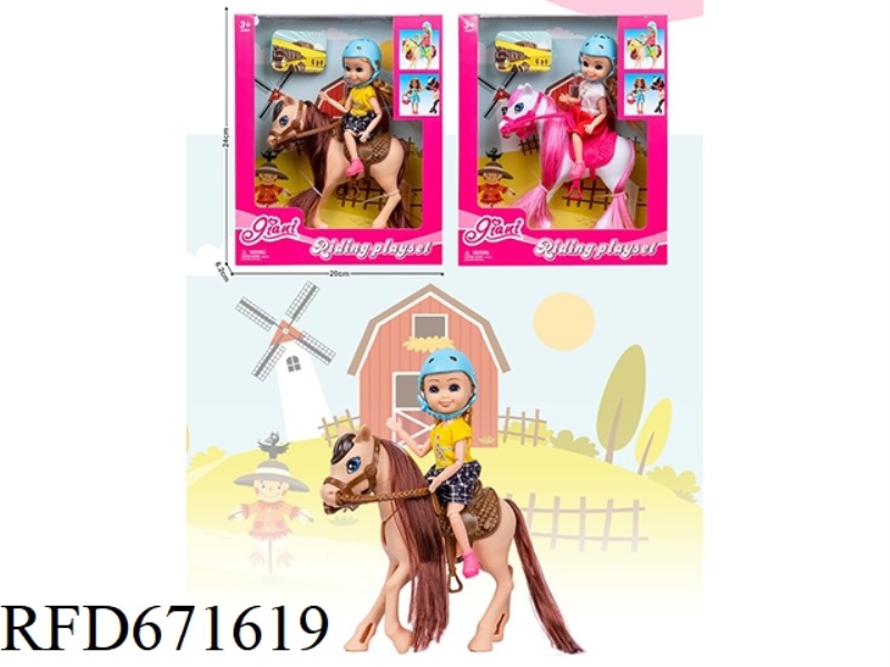 A 5-INCH REAL-LIFE LITTLE KELLY BARBIE IS RIDING A HORSE