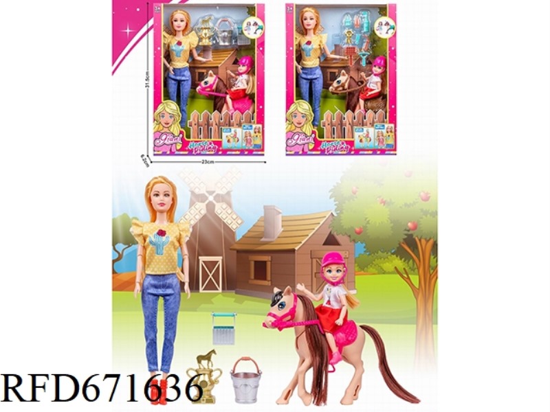 A SET OF 11.5-INCH REAL-LIFE BARBIE DOLLS AND 5-INCH REAL-LIFE LITTLE KELLY DOLLS FOR HORSEBACK RIDI