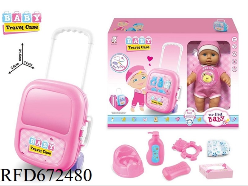 12-INCH DOLL WITH SUITCASE HOUSE SUIT (IC VINYL)