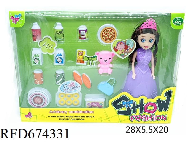 7-INCH PRINCESS SOFIA WITH DRINKS, CAKES, BREAD, BEARS AND MINI BAGS