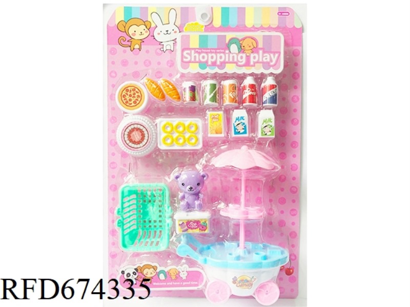 BEVERAGE CART, HAND BASKET, LITTLE BEAR, FOOD SET