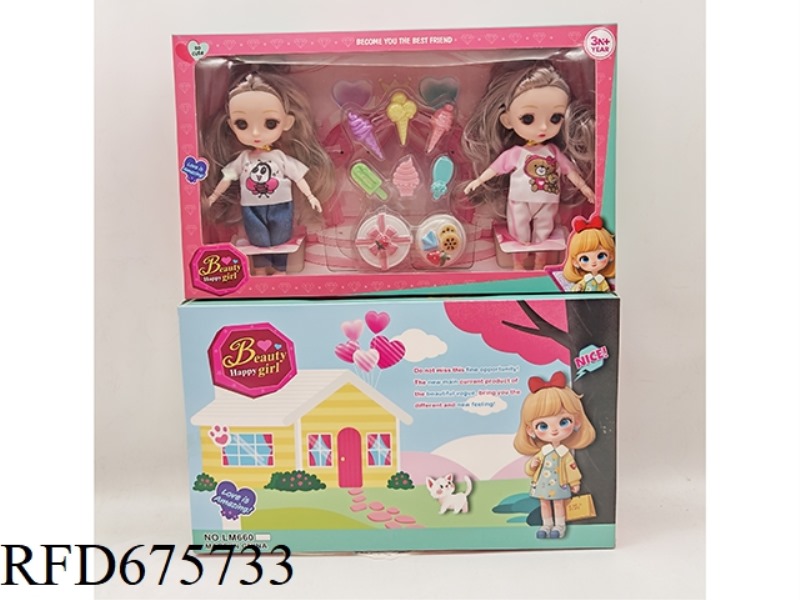 6-INCH 3D EYE 12-JOINT REAL FASHION DOLL WITH ICE CREAM SET