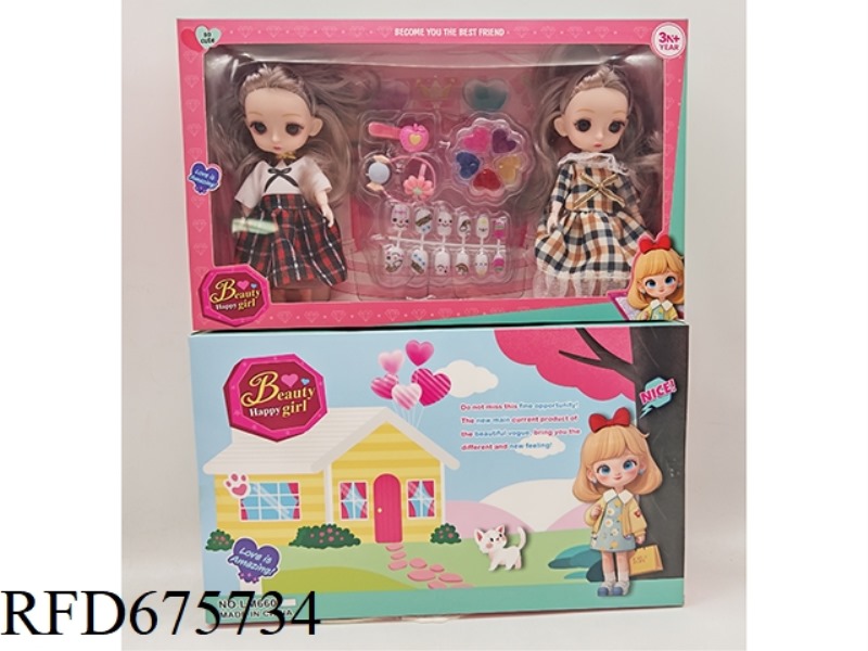 A 6-INCH 3D EYE 12-JOINT SOLID FASHION DOLL WITH A NAIL ART PIECE SET