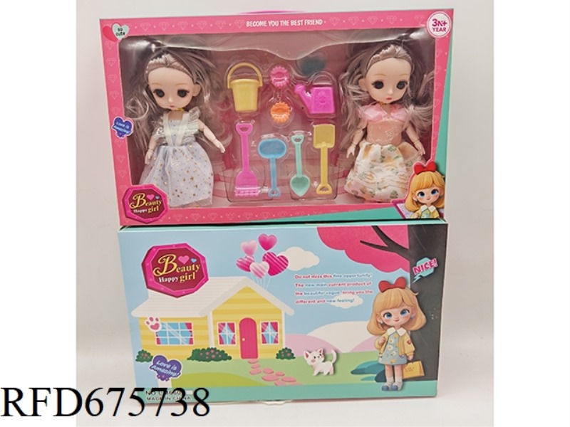 A 6-INCH 3D EYE 12-JOINT REALISTIC FASHION DOLL PAIRED WITH A WATER PLAY BEACH SET