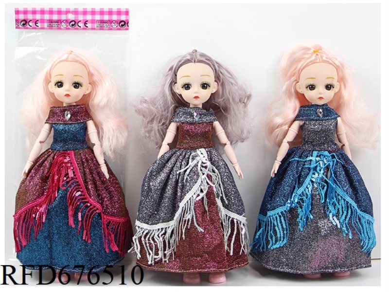 12-INCH 23-JOINT 30 CM SOLID 3D TRUE EYE FASHIONABLE EVENING DRESS GIRL DOLL WITH MULTIPLE MIXED OUT
