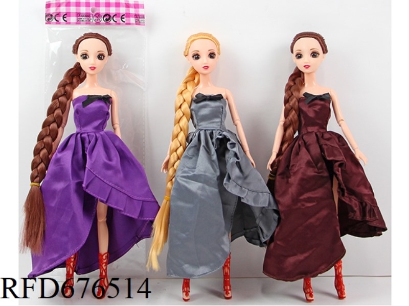 11.5-INCH 9-JOINT 30 CM SOLID 3D EYE FASHIONABLE LONG WHIP DRESS BARBIE DOLL MIXED IN MULTIPLE STYLE