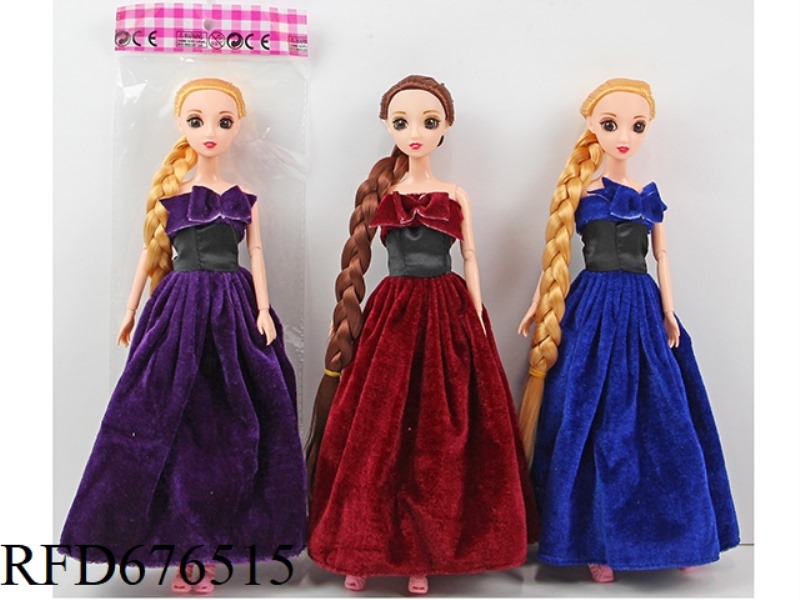 11.5-INCH 9-JOINT 30 CM SOLID 3D EYE FASHIONABLE LONG WHIP BARBIE DOLL WITH MULTIPLE MIXED OUTFITS