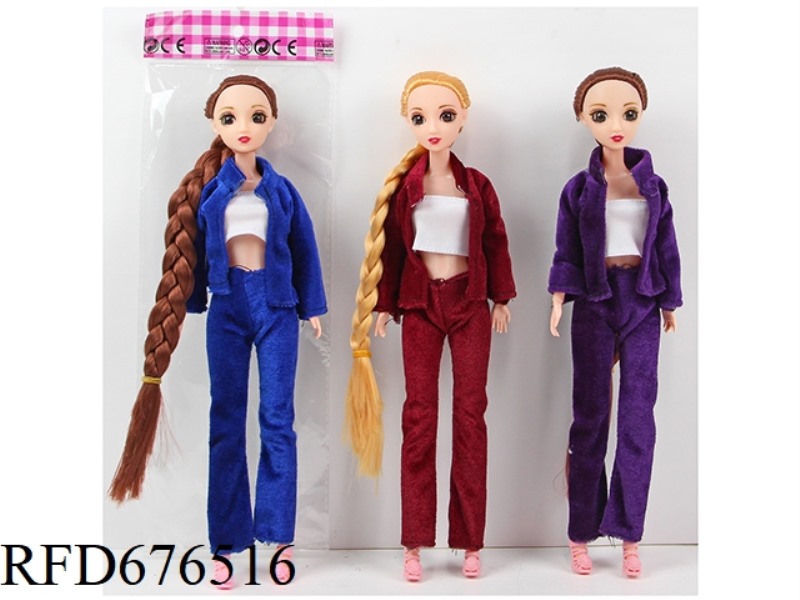 11.5-INCH 9-JOINT 30 CM SOLID 3D EYE FASHIONABLE LONG WHIP BARBIE DOLL WITH MULTIPLE MIXED OUTFITS