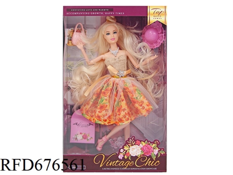 11-INCH 11-JOINT 28CM FULL-BODY COLOR-PRINTED EYE FASHIONABLE BARBIE DOLL + BAG + HAT MULTI-STYLE MI