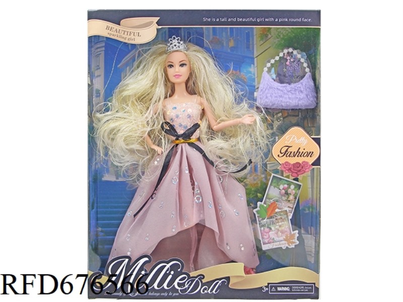 A 11-INCH, 11-JOINT, 28CM SOLID, COLOR-PRINTED, FASHIONABLE BARBIE DOLL WITH MULTIPLE BAGS MIXED TOG