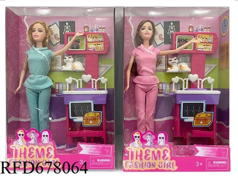 11.5-INCH REAL-LIFE HANDCRAFTED BARBIE WITH A MIXED OUTFIT FEATURING AN ELECTROCARDIOGRAM, A PET CAT