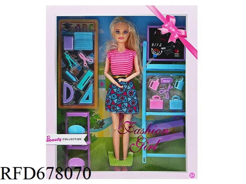 11.5-INCH 9-JOINT REAL TEACHER BARBIE WITH OFFICE SUPPLIES SET