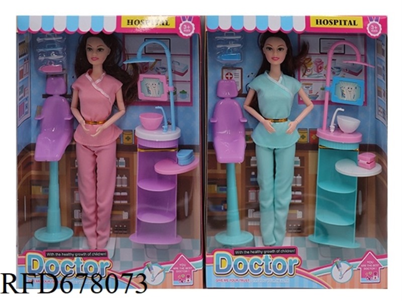 DENTAL THEME 11.5-INCH SOLID 9-JOINT FASHION BARBIE WITH A CHAIR AND DENTAL EQUIPMENT ACCESSORIES