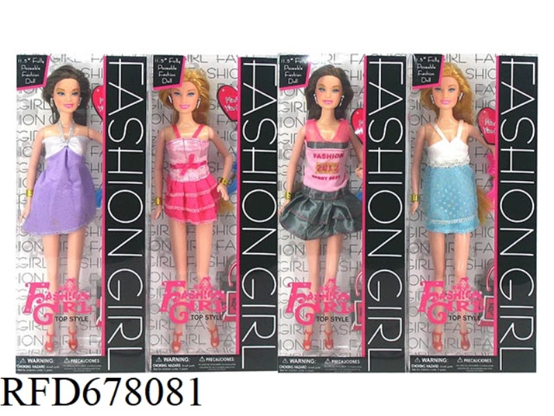 11.5-INCH BODY-HUGGING CASUAL FASHION SHORT SKIRT BARBIE WITH EARRINGS, WRISTBAND AND HANDBAG IN A M