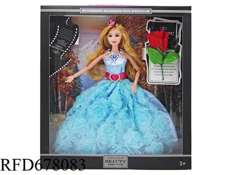 11.5-INCH 11-JOINT SOLID WEDDING DRESS, PRINCESS WITH NECKLACE AND ROSE