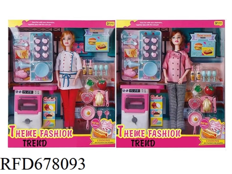 FASHION-THEMED 11.5-INCH 9-JOINT SOLID BARBIE WITH KITCHEN SET
