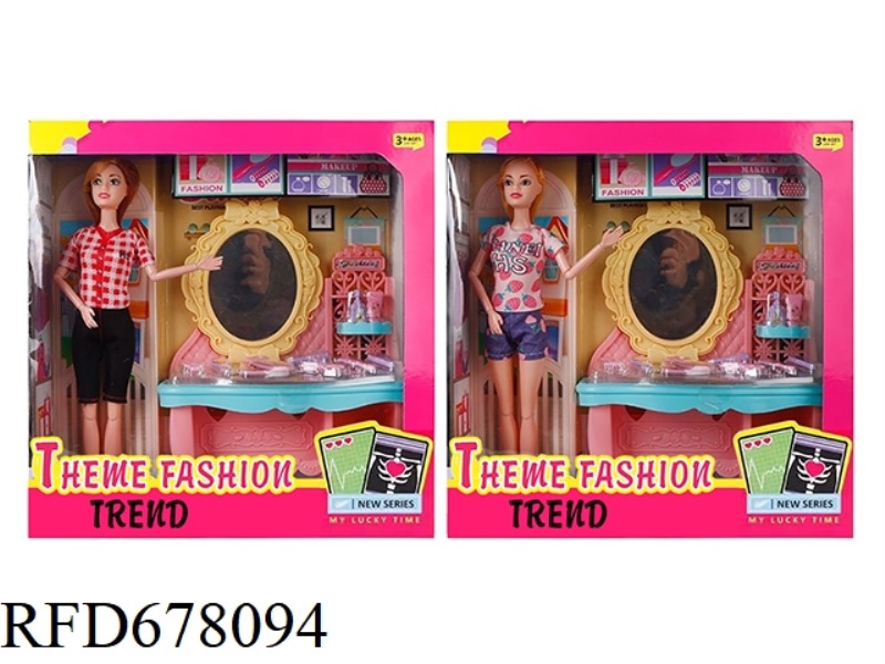 FASHION-THEMED 11.5-INCH 12-JOINT FULL-BODY BARBIE WITH A DRESSING TABLE SET