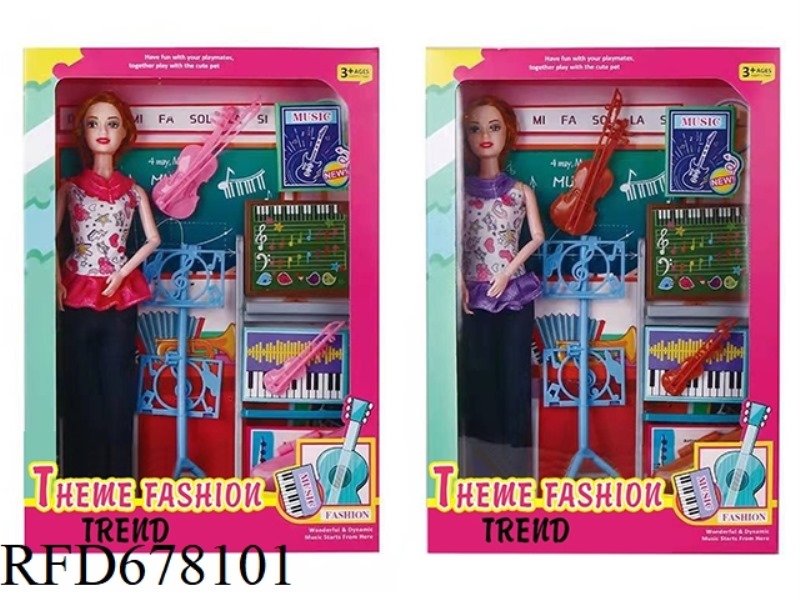 FASHION-THEMED 11.5-INCH 9-JOINT REAL MUSIC TEACHER BARBIE BRINGS MUSIC EQUIPMENT