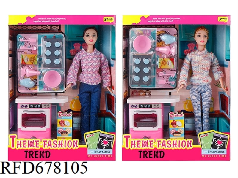 FASHION THEME 11.5-INCH REAL-LIFE BARBIE WITH KITCHEN SET