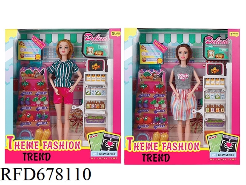FASHION-THEMED 11.5-INCH 12-JOINT FULL-BODY FRUIT STORE BARBIE FRUIT SET
