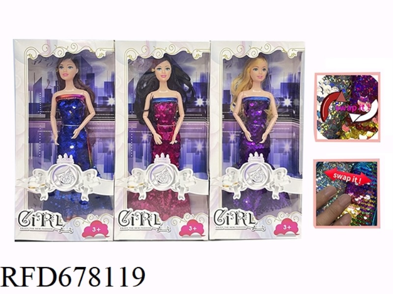 THEME DRAG SERIES: 11.5-INCH 9-JOINT SHINY SOLID BARBIE. CLOTHES WILL CHANGE COLOR.