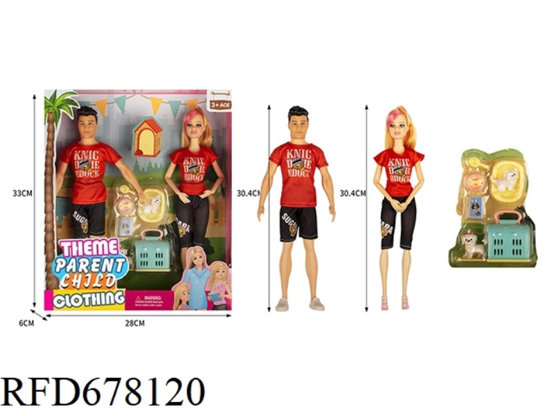 THEME PARK PARENT-CHILD WEAR SERIES: 11.5-INCH 9-JOINT FULL-BODY FEMALE BARBIE AND 11.5-INCH FULL-BO