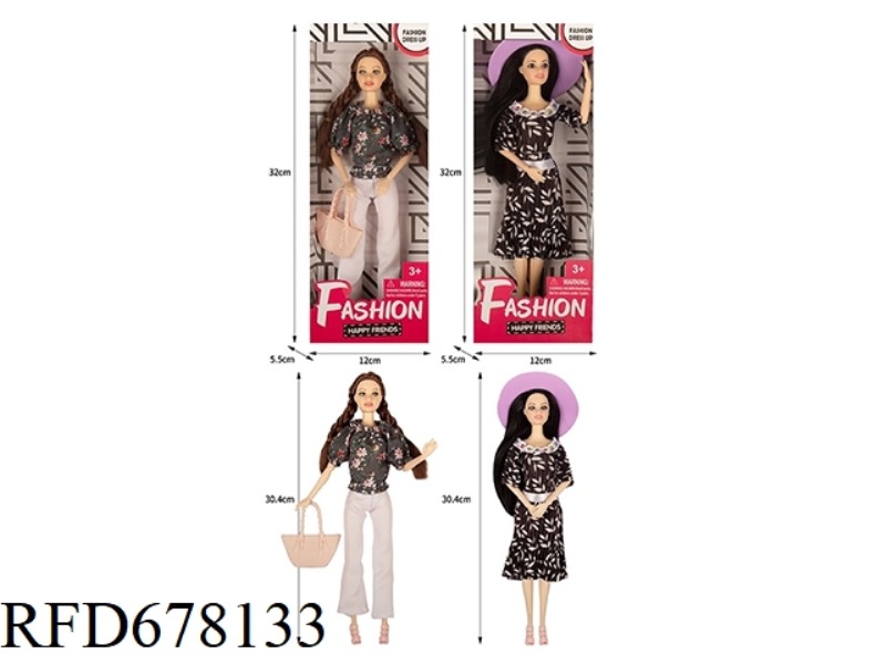 FASHION TREND SERIES: 11.5-INCH 9-JOINT SOLID FASHION BARBIE 2 MIXED OUTFITS WITH HANDBAGS. AND AUTU