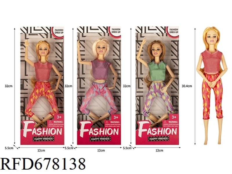 FASHION TREND SERIES: 11.5-INCH 12-JOINT SOLID YOGA BEAUTY 3 MIXED OUTFITS