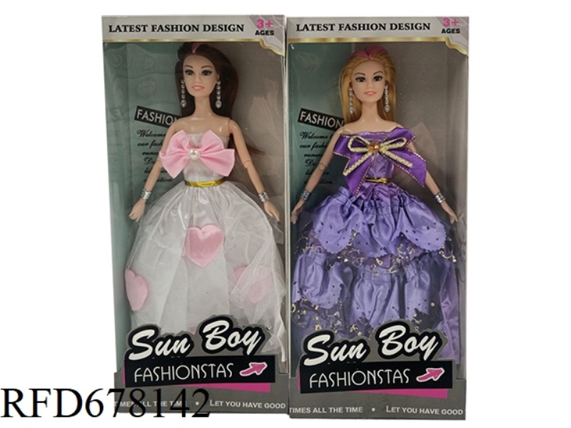 11.5-INCH 9-JOINT SOLID WEDDING DRESS BARBIE WITH EARRINGS AND 2 MIXED BRACELETS