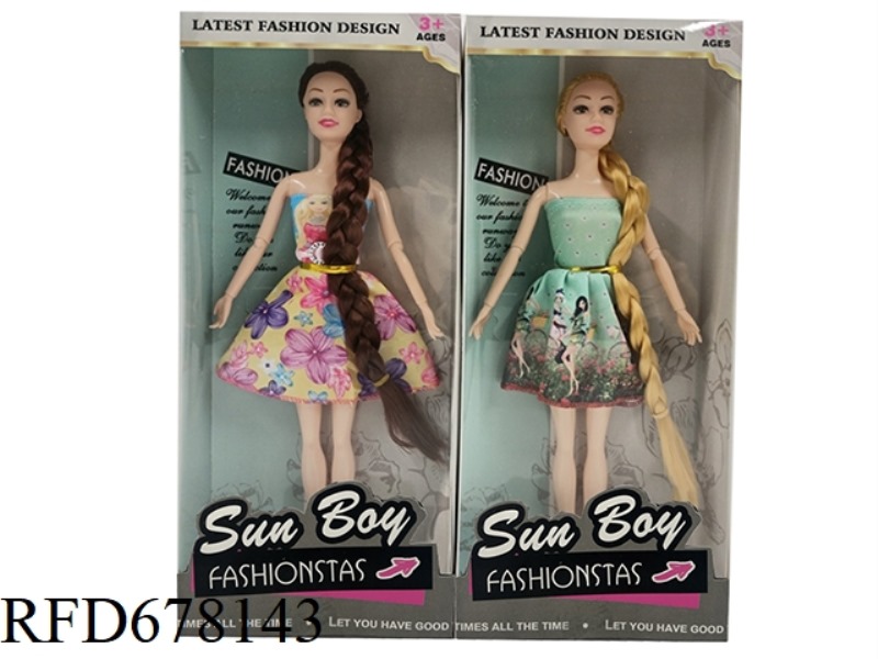 11.5-INCH 9-JOINT SOLID AND FASHIONABLE LONG HAIR BARBIE STRAP IN A MIXED OUTFIT