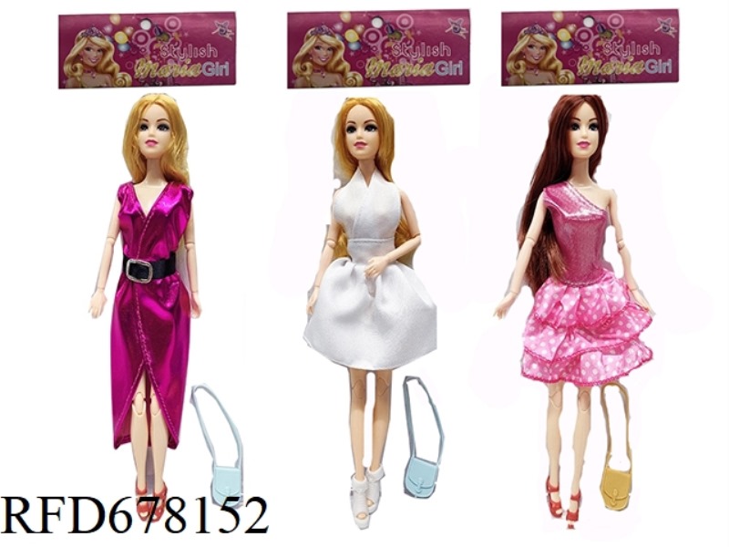 11.5-INCH 11-JOINT SOLID FASHION BARBIE 3-STYLE MIXED OUTFIT