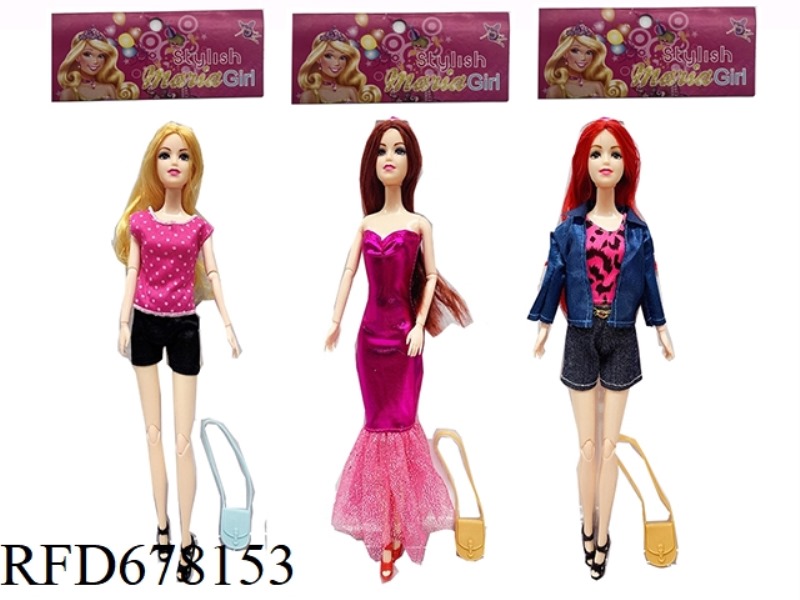 11.5-INCH 11-JOINT SOLID FASHION BARBIE 3-STYLE MIXED OUTFIT