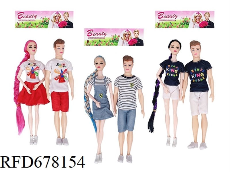 11.5-INCH 9-JOINT REAL COUPLE BARBIE, 3 STYLES, 6 PIECES MIXED TOGETHER