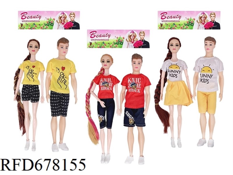 11.5-INCH 9-JOINT REAL COUPLE BARBIE, 3 STYLES, 6 PIECES MIXED TOGETHER