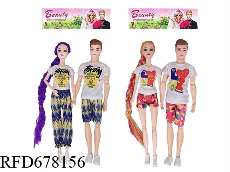 11.5-INCH 11-JOINT REAL COUPLE BARBIE, 2 STYLES, 4 PIECES MIXED TOGETHER