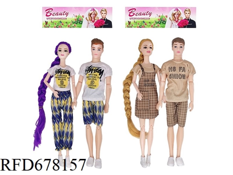 11.5-INCH 11-JOINT REAL COUPLE BARBIE, 2 STYLES, 4 PIECES MIXED TOGETHER