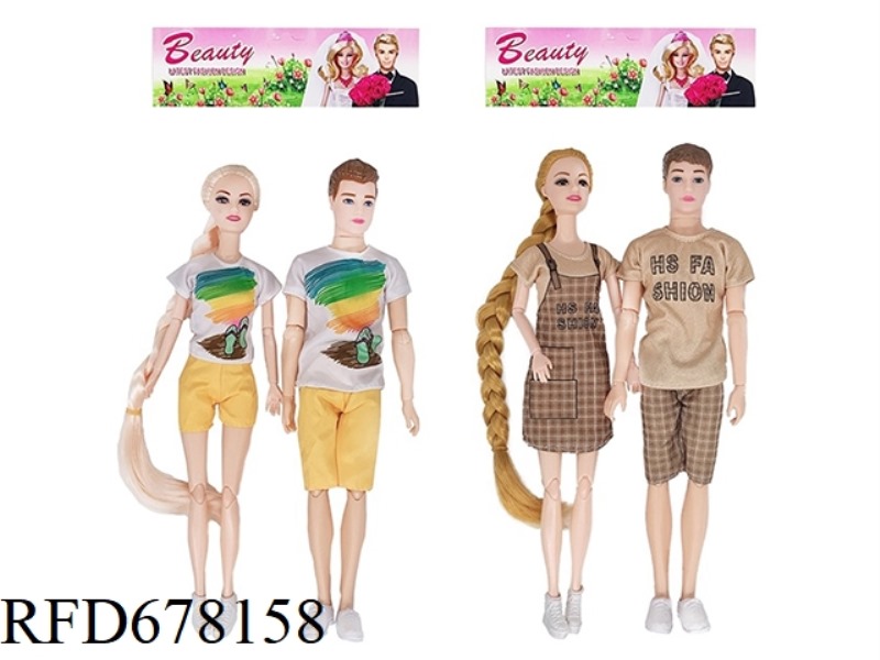 11.5-INCH 11-JOINT REAL COUPLE BARBIE, 2 STYLES, 4 PIECES MIXED TOGETHER