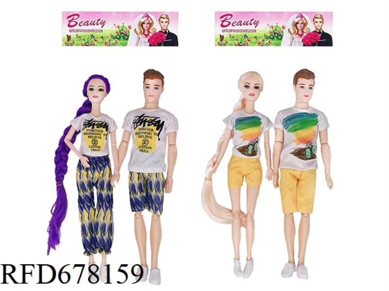 11.5-INCH 11-JOINT REAL COUPLE BARBIE, 2 STYLES, 4 PIECES MIXED TOGETHER