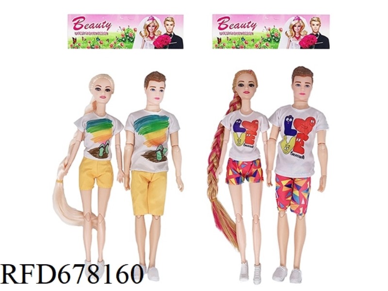 11.5-INCH 11-JOINT REAL COUPLE BARBIE, 2 STYLES, 4 PIECES MIXED TOGETHER