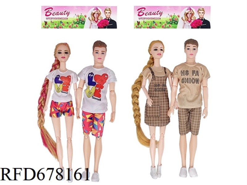 11.5-INCH 11-JOINT REAL COUPLE BARBIE, 2 STYLES, 4 PIECES MIXED TOGETHER