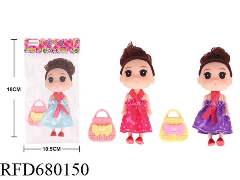 BAG VILLAGE 3.5-INCH SOLID BODY CONFUSED DOLL WITH HANDBAG