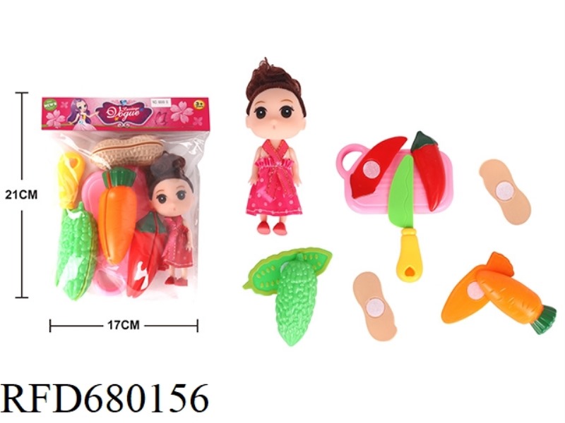 BAG VILLAGE CUTTABLE VEGETABLES WITH 3.5-INCH SOLID BODY PUZZLED DOLL