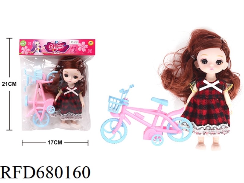 BAGZHUANG 6-INCH FULL-BODY ACTIVE JOINTS FASHIONABLE BARBIE WITH BICYCLE
