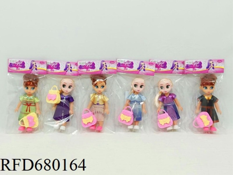 6-INCH EMPTY ICE AND SNOW DOLL WITH HANDBAG