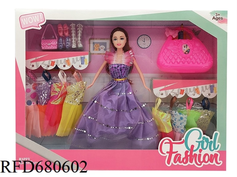 HIGH-END 11.5-INCH LIVE WEDDING DRESS, LARGE DRESS BARBIE WITH HANDBAG, HANGING CLOTHES, SHOES AND V