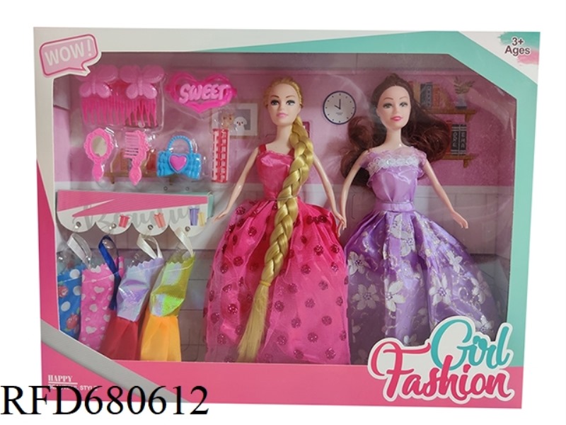 HIGH-END 11.5-INCH SOLID LIVE WEDDING DRESS, LARGE DRESS, DOUBLE BARBIE HANGER, COMB AND VACUUM FORM
