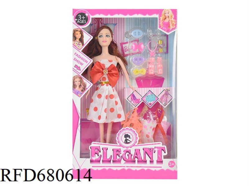 HIGH-END 11.5-INCH SOLID CASUAL FASHION SHORT SKIRT, BARBIE STRAP HANGER, EARRINGS AND VACUUM-FORMED