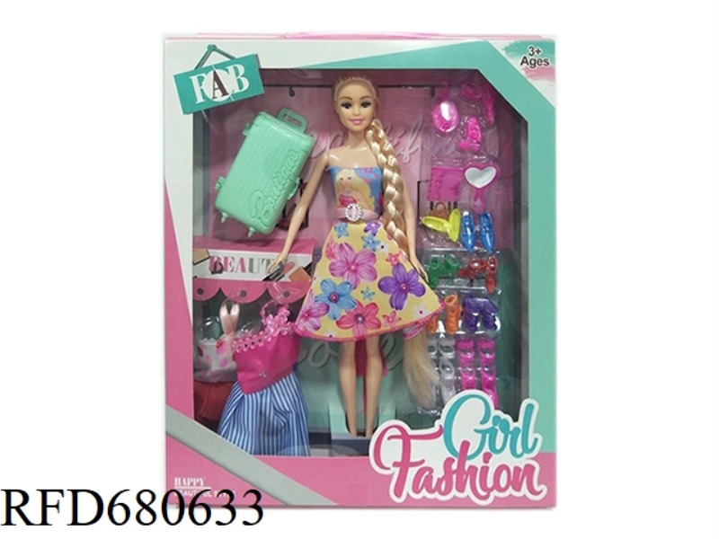 HIGH-END 11.5-INCH PRACTICAL HANDCRAFTED FASHION DRESS, BARBIE WITH SHOES, VACUUM-FORMED AND SUITCAS