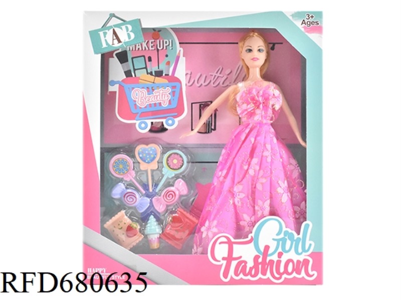 HIGH-END 11.5-INCH LIVE WEDDING DRESS WITH BARBIE AND ICE CREAM LOLLIPOP VACUUM-FORMED ACCESSORIES
