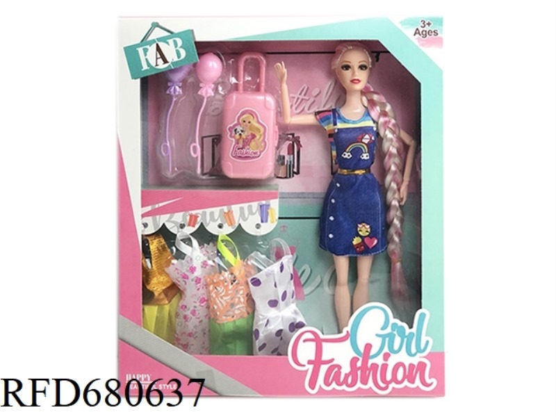 HIGH-END 11.5-INCH SOLID 9-JOINT FASHION DRESS, BARBIE WITH SUITCASE BALLOON BLISTER ACCESSORIES, HA